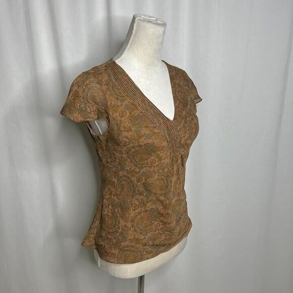 Charter Club Paisley Silk Blouse Pleated Multicolor Women's 8P Bohemian Retro - Picture 8 of 10